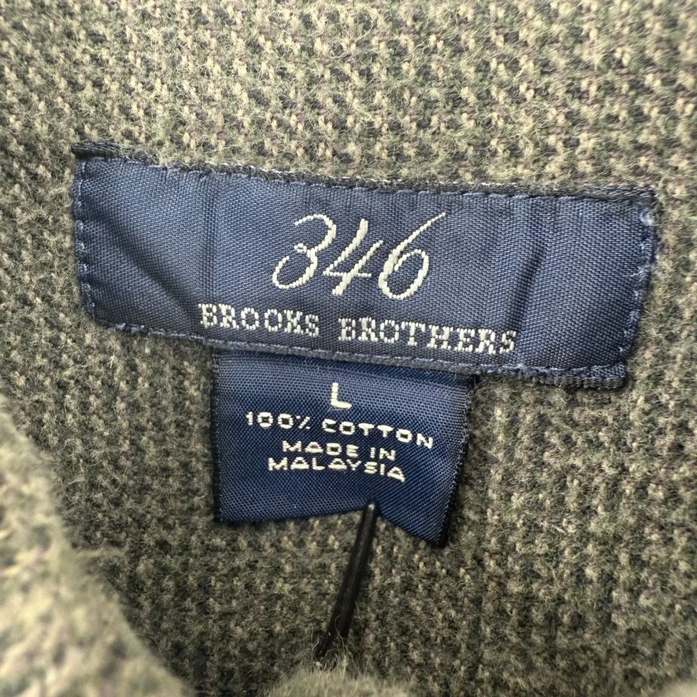Brooks Brothers‎ 346 Men's Green Textured Button Down Shirt Size L Soft Cotton